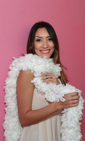 SUPER Sized Featherless Boa - Snow White - Happy Boa: Faux Feather Boa