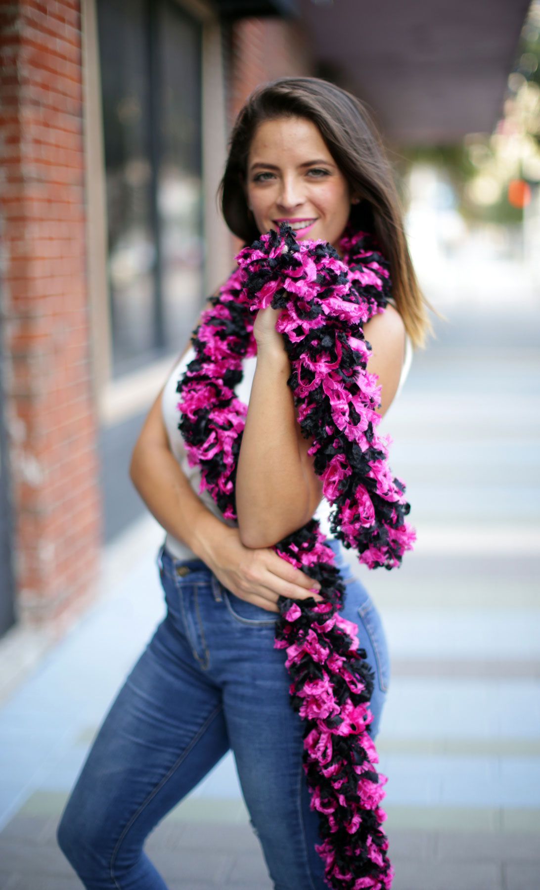 Original Featherless Boa - Black and Hot Pink - Happy Boa: Faux Feather Boa