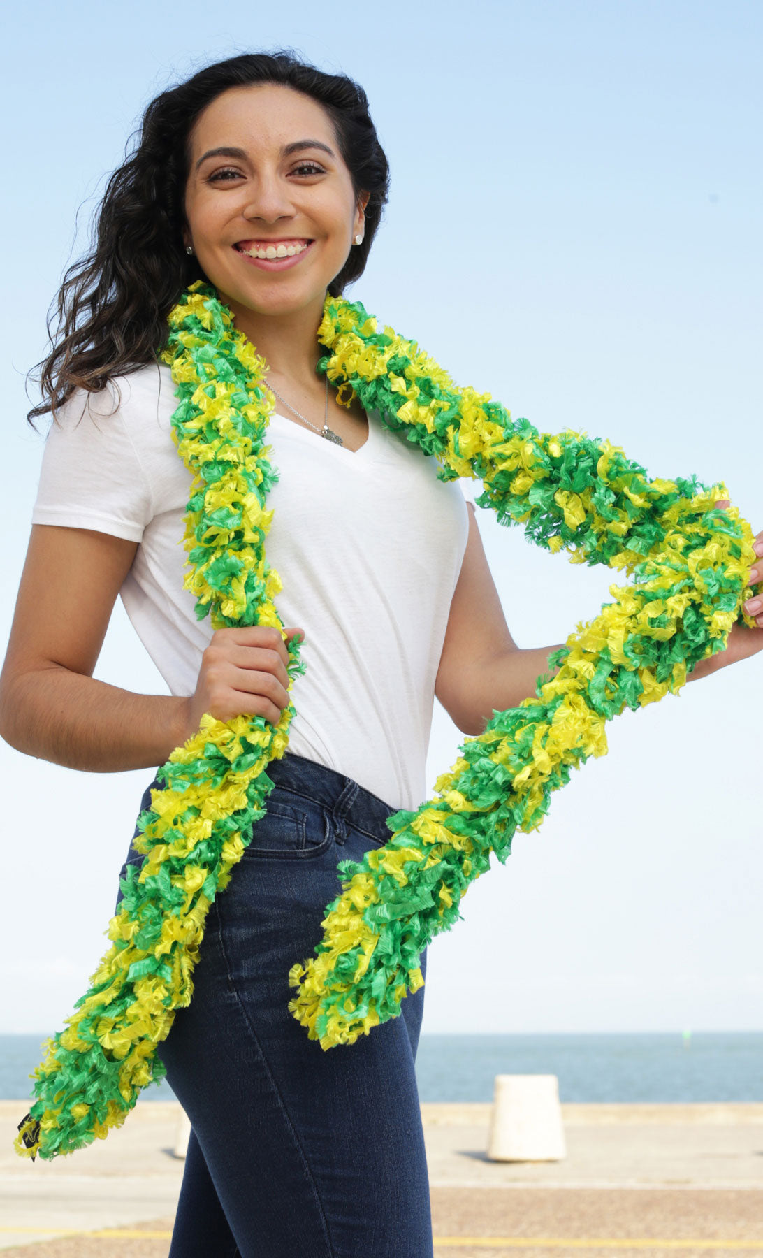 Original Featherless Boa - Green and Yellow - Happy Boa: Faux Feather Boa
