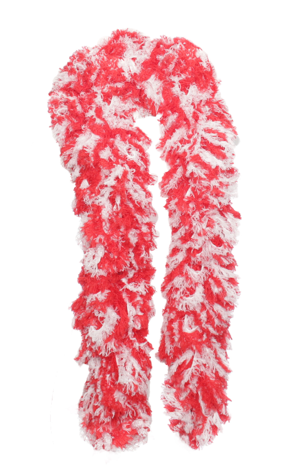 SUPER Sized Featherless Boa - Red and White - Happy Boa: Faux Feather Boa