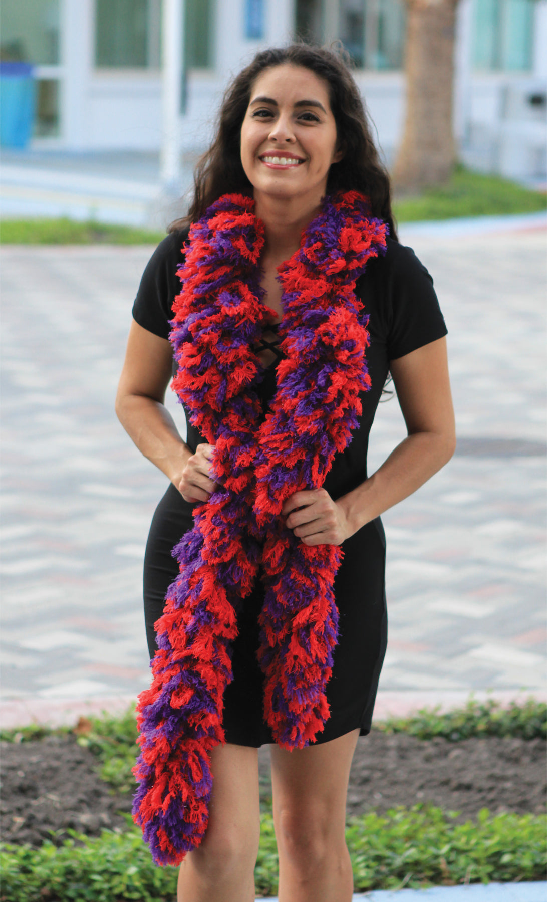 SUPER Sized Featherless Boa - Red and Purple - Happy Boa: Faux Feather Boa