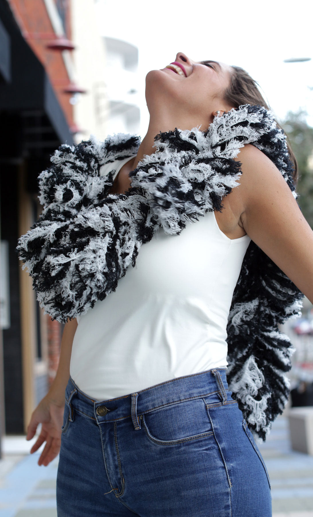 SUPER Sized Featherless Boa - Black and White - Happy Boa: Faux Feather Boa
