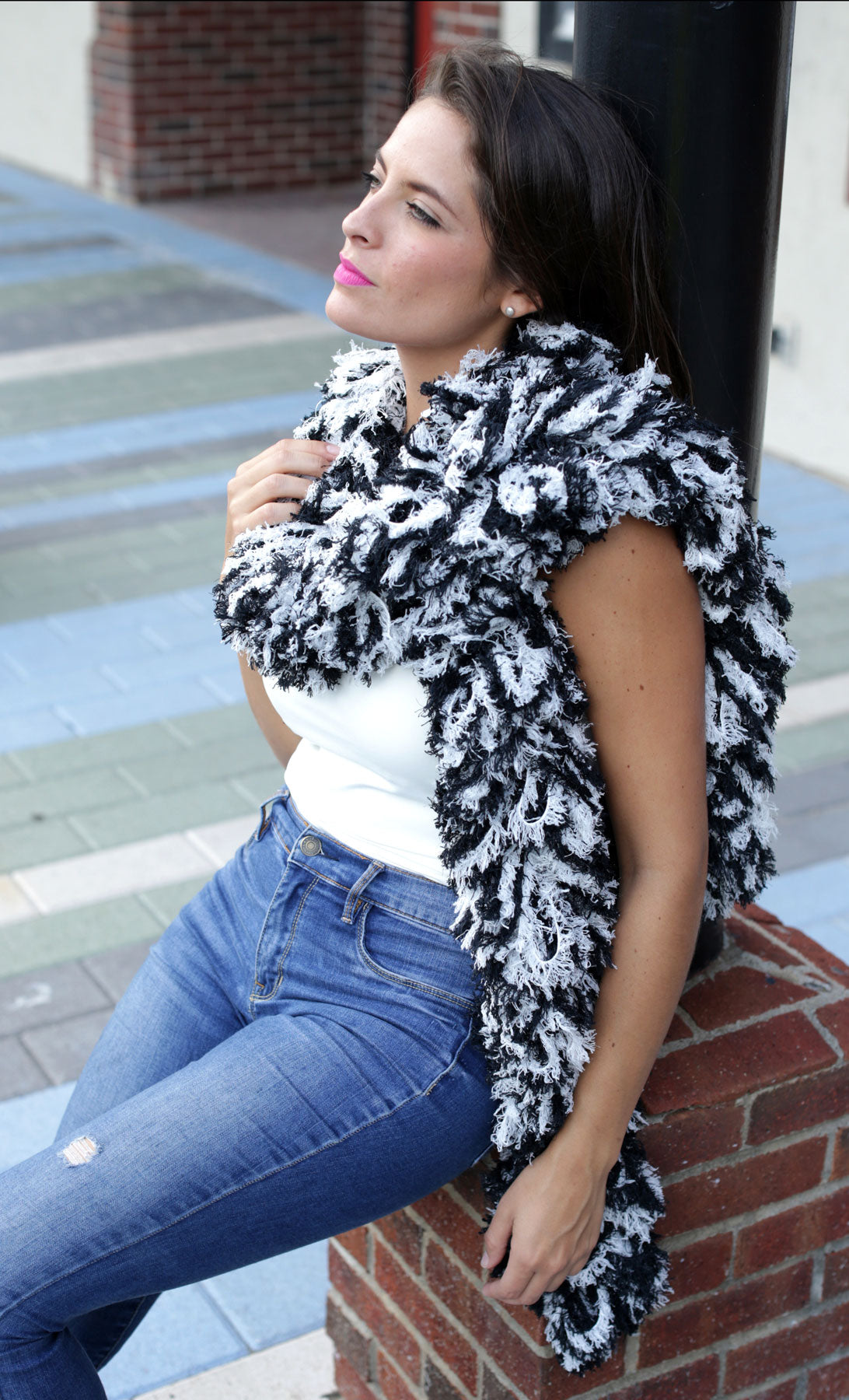 SUPER Sized Featherless Boa - Black and White - Happy Boa: Faux Feather Boa