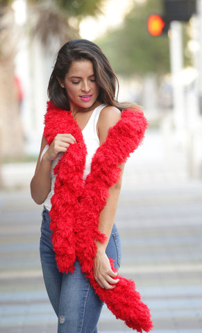 SUPER Sized Featherless Boa - Red - Happy Boa: Faux Feather Boa