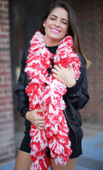 SUPER Sized Featherless Boa - Red and White - Happy Boa: Faux Feather Boa