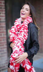 SUPER Sized Featherless Boa - Red and White - Happy Boa: Faux Feather Boa