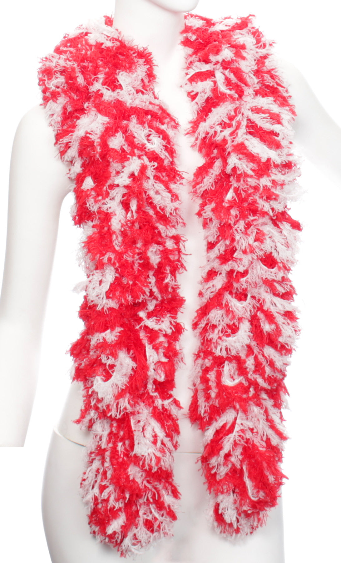 SUPER Sized Featherless Boa - Red and White - Happy Boa: Faux Feather Boa