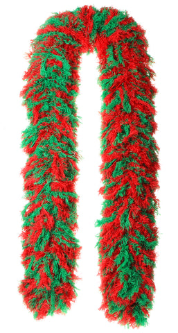 SUPER Sized Featherless Boa - Christmas (Green and Red)