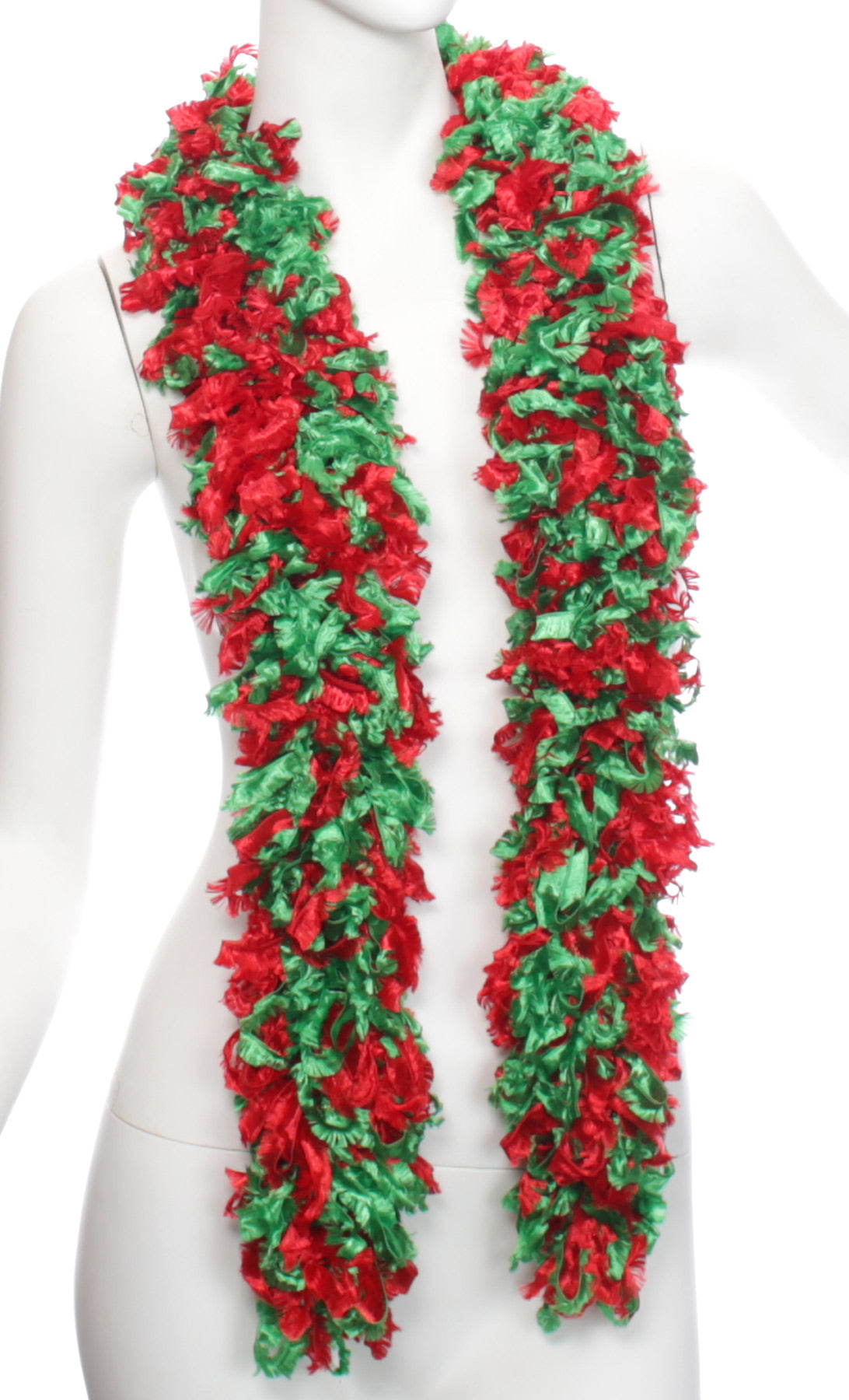 SUPER Sized Featherless Boa - Christmas (Green and Red)